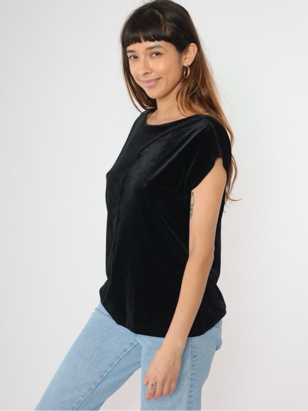 Chico's Black Velvet Short-Sleeve Top